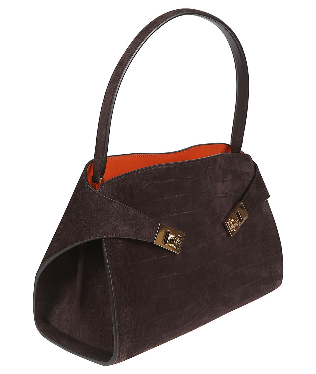 FERRAGAMO Коричневая замшевая сумка тоут, фото 3