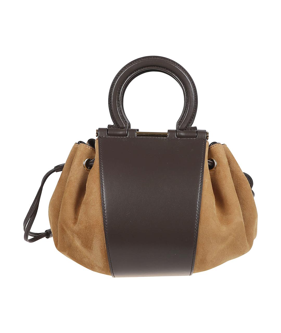 FERRAGAMO Коричневая кожаная сумка с короткими ручками, фото 2