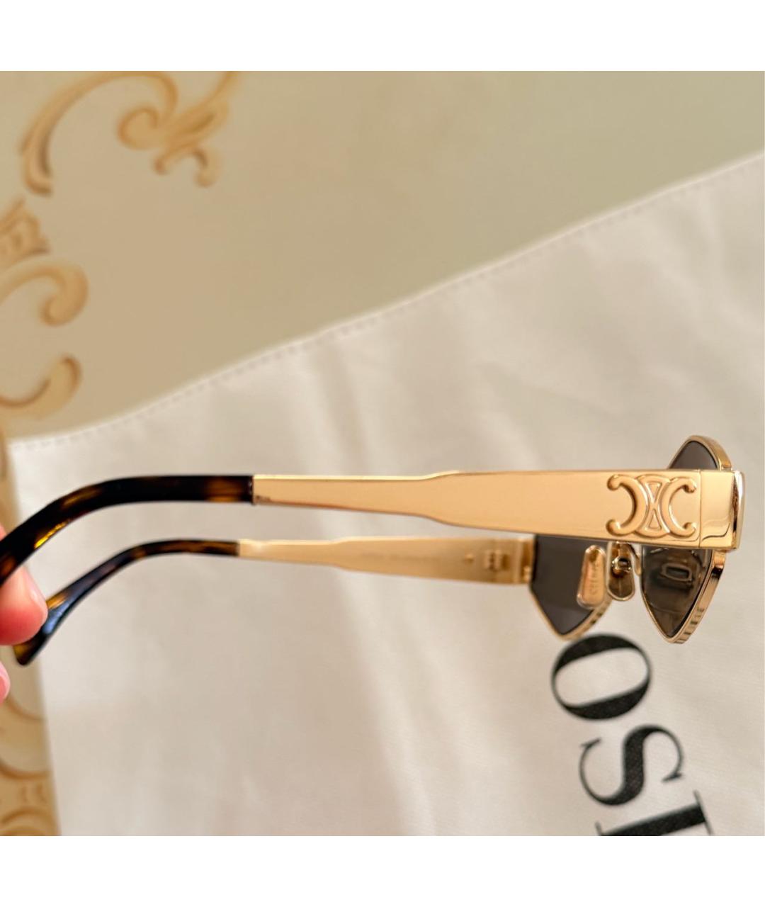 CELINE Золотые металлические солнцезащитные очки, фото 4