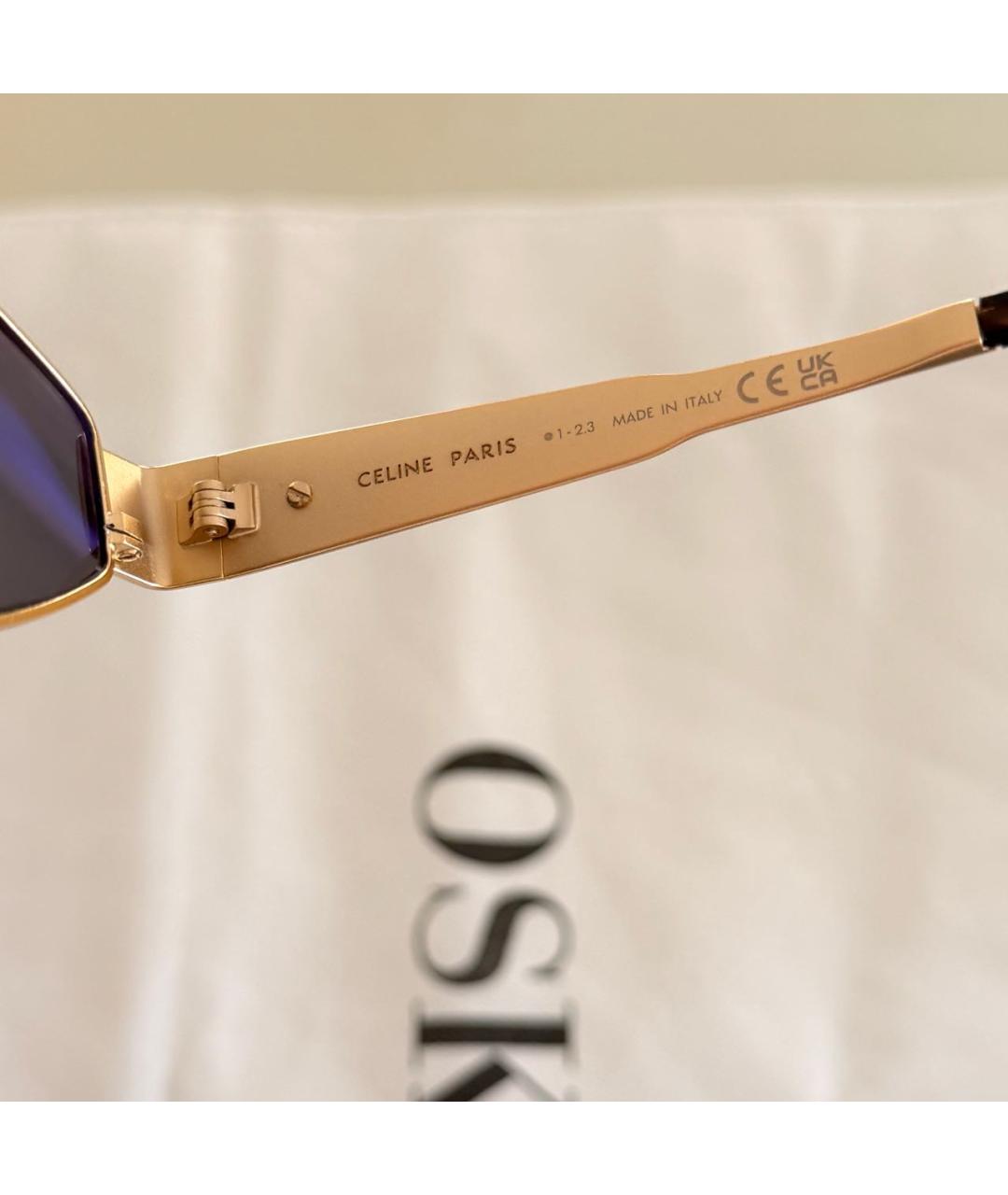 CELINE Золотые металлические солнцезащитные очки, фото 6