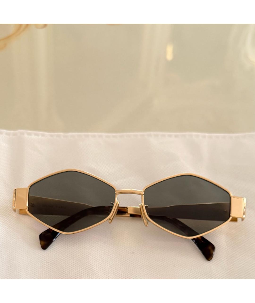 CELINE Золотые металлические солнцезащитные очки, фото 2