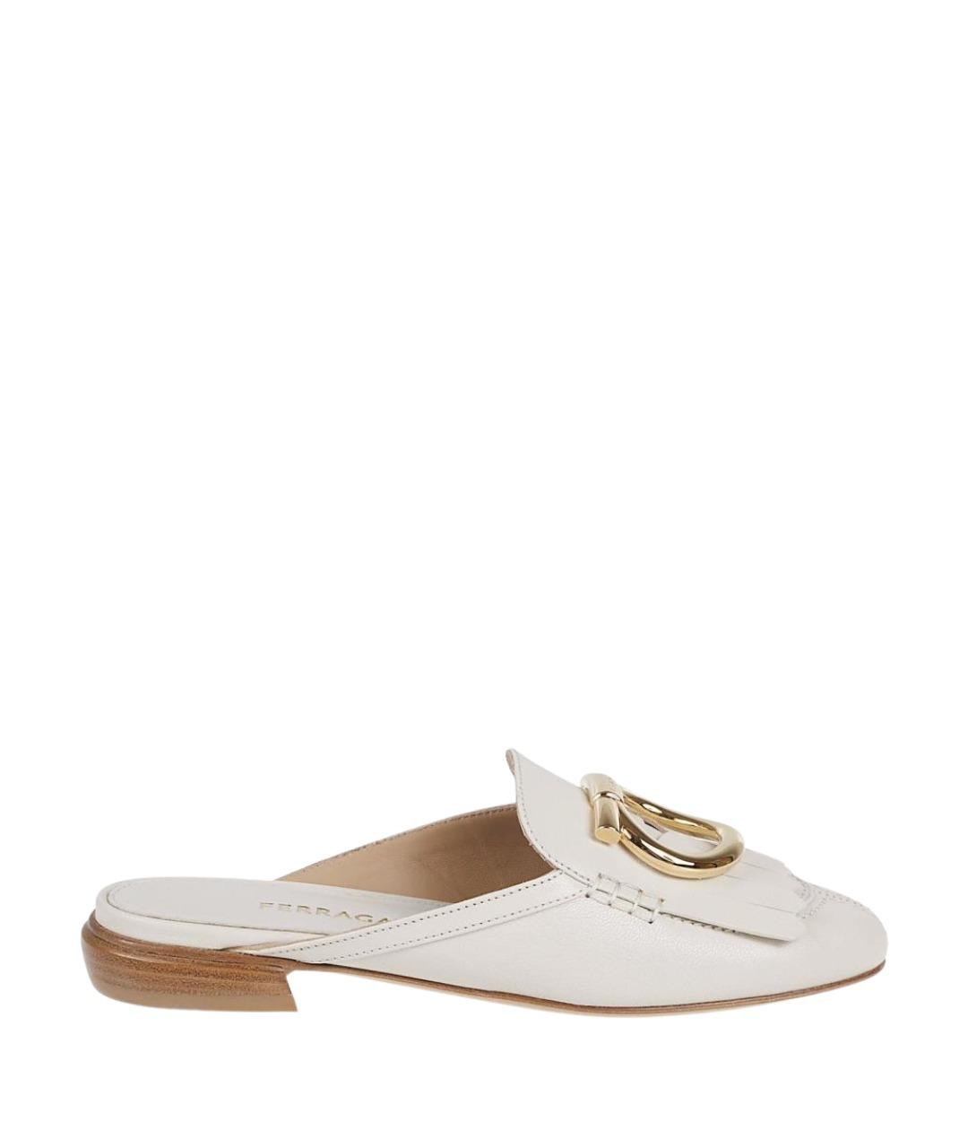 FERRAGAMO Белые кожаные мюли, фото 1