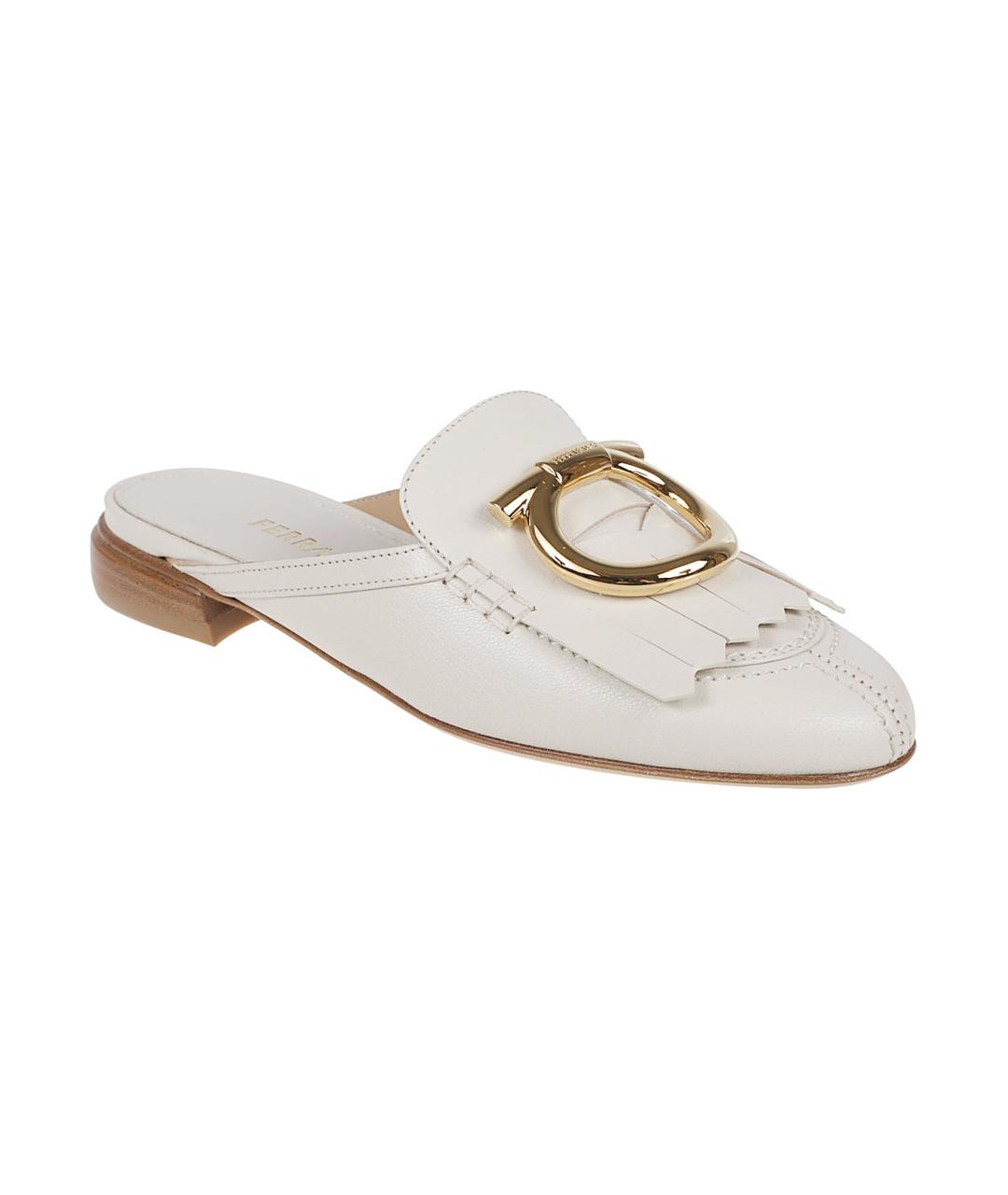 FERRAGAMO Белые кожаные мюли, фото 2