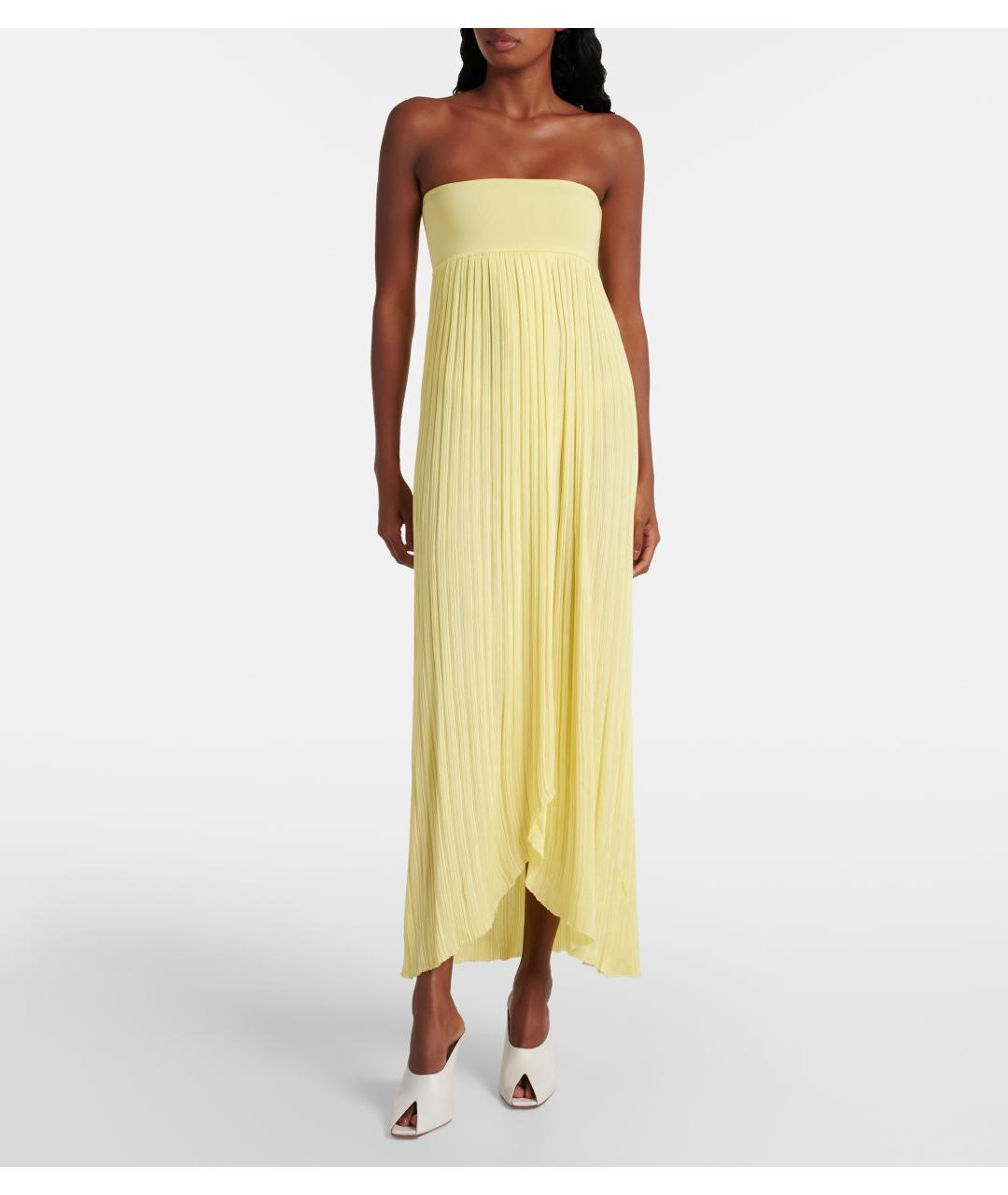 ALAIA Желтое вискозное коктейльное платье, фото 2