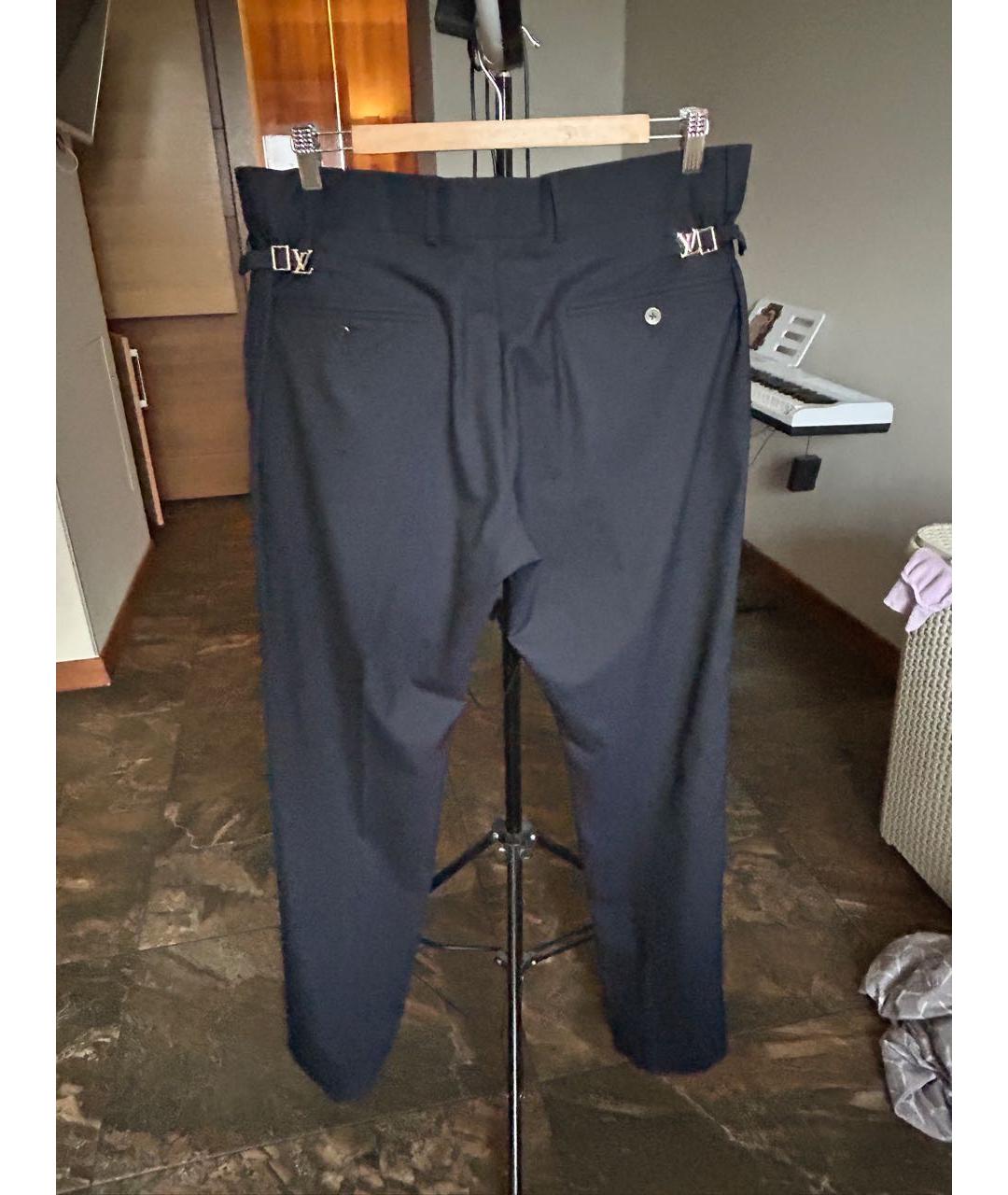 LOUIS VUITTON Черные хлопковые классические брюки, фото 2