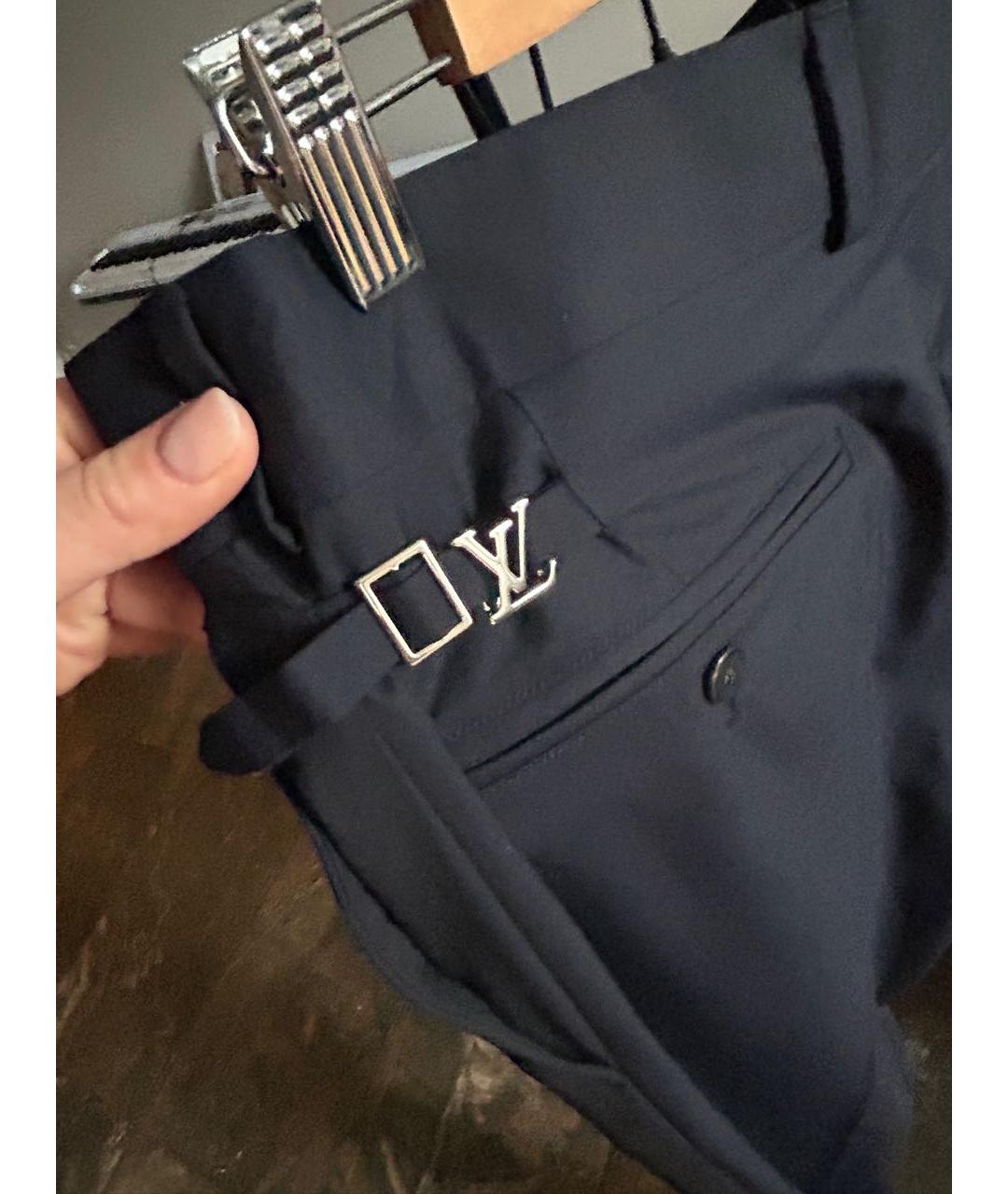 LOUIS VUITTON Черные хлопковые классические брюки, фото 3