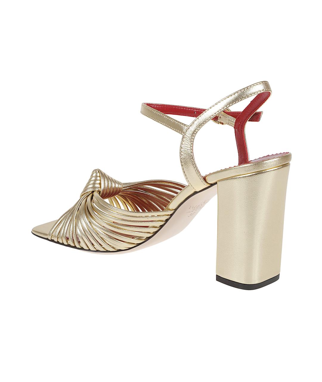 VALENTINO Золотые кожаные босоножки, фото 3