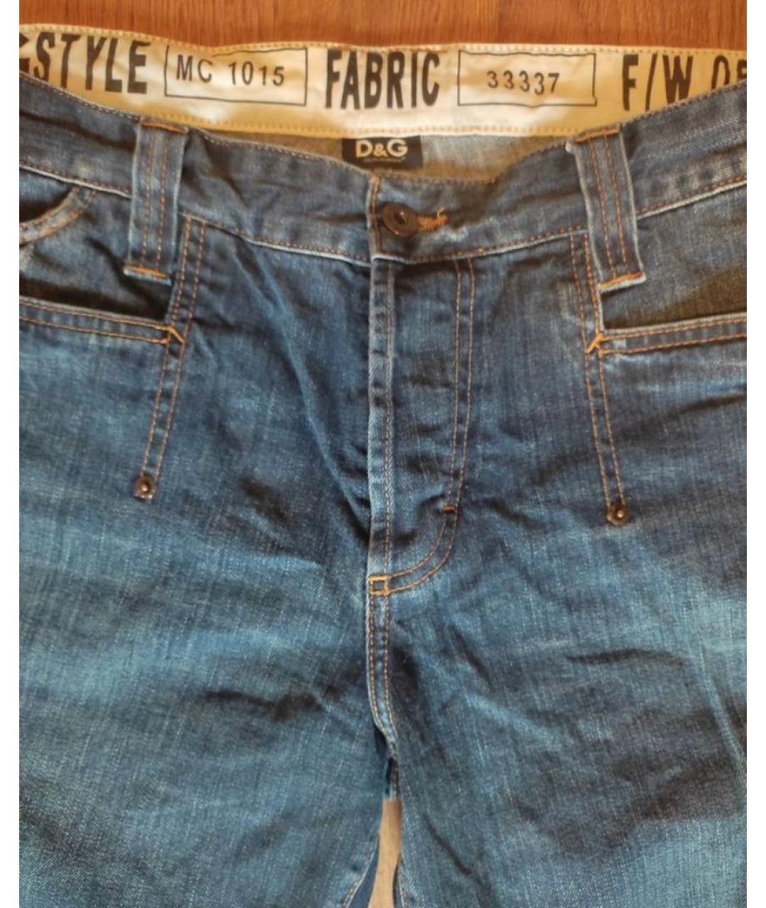 DOLCE&GABBANA Синие хлопковые прямые джинсы, фото 8