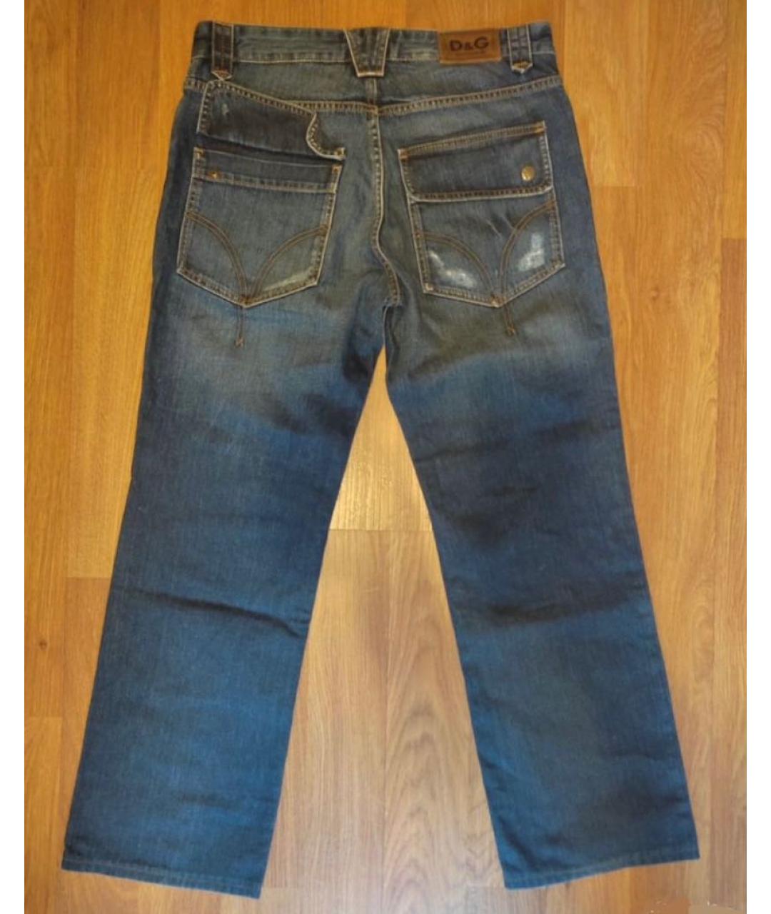 DOLCE&GABBANA Синие хлопковые прямые джинсы, фото 2