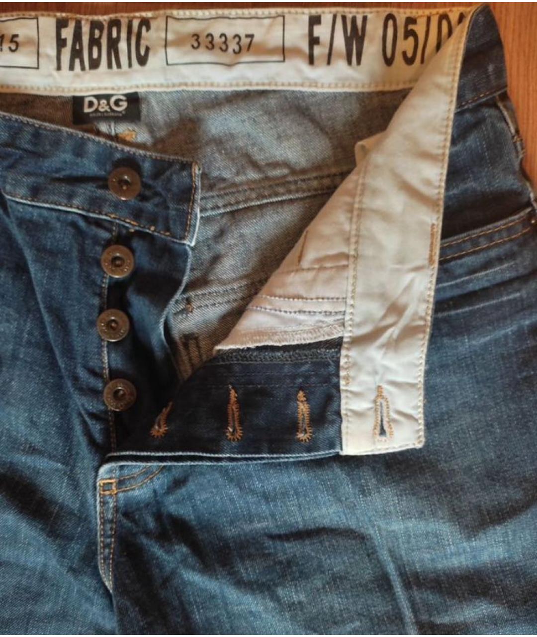 DOLCE&GABBANA Синие хлопковые прямые джинсы, фото 7