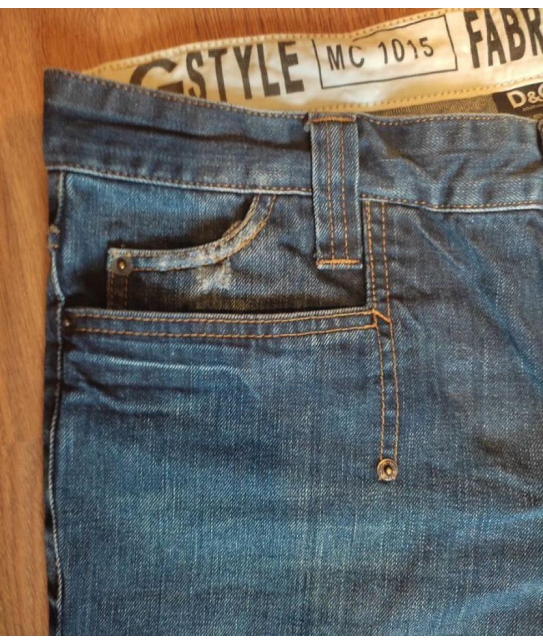 DOLCE&GABBANA Синие хлопковые прямые джинсы, фото 5