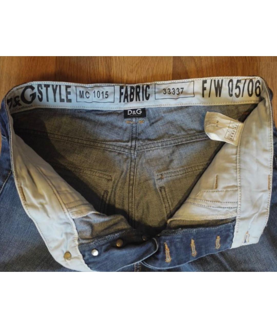 DOLCE&GABBANA Синие хлопковые прямые джинсы, фото 3