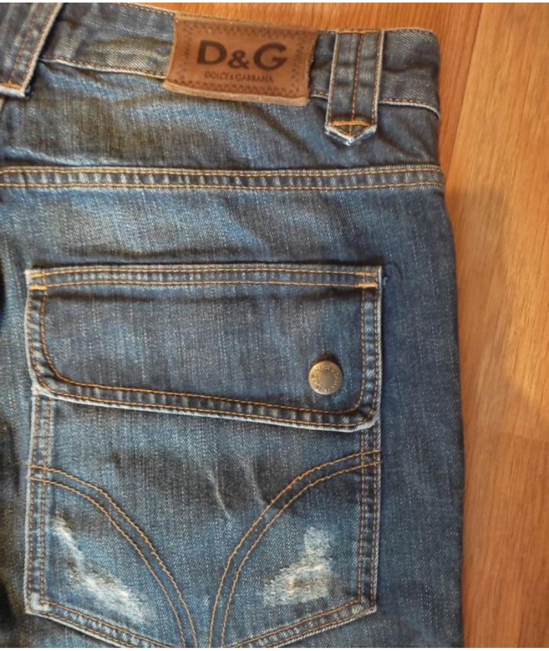 DOLCE&GABBANA Синие хлопковые прямые джинсы, фото 4