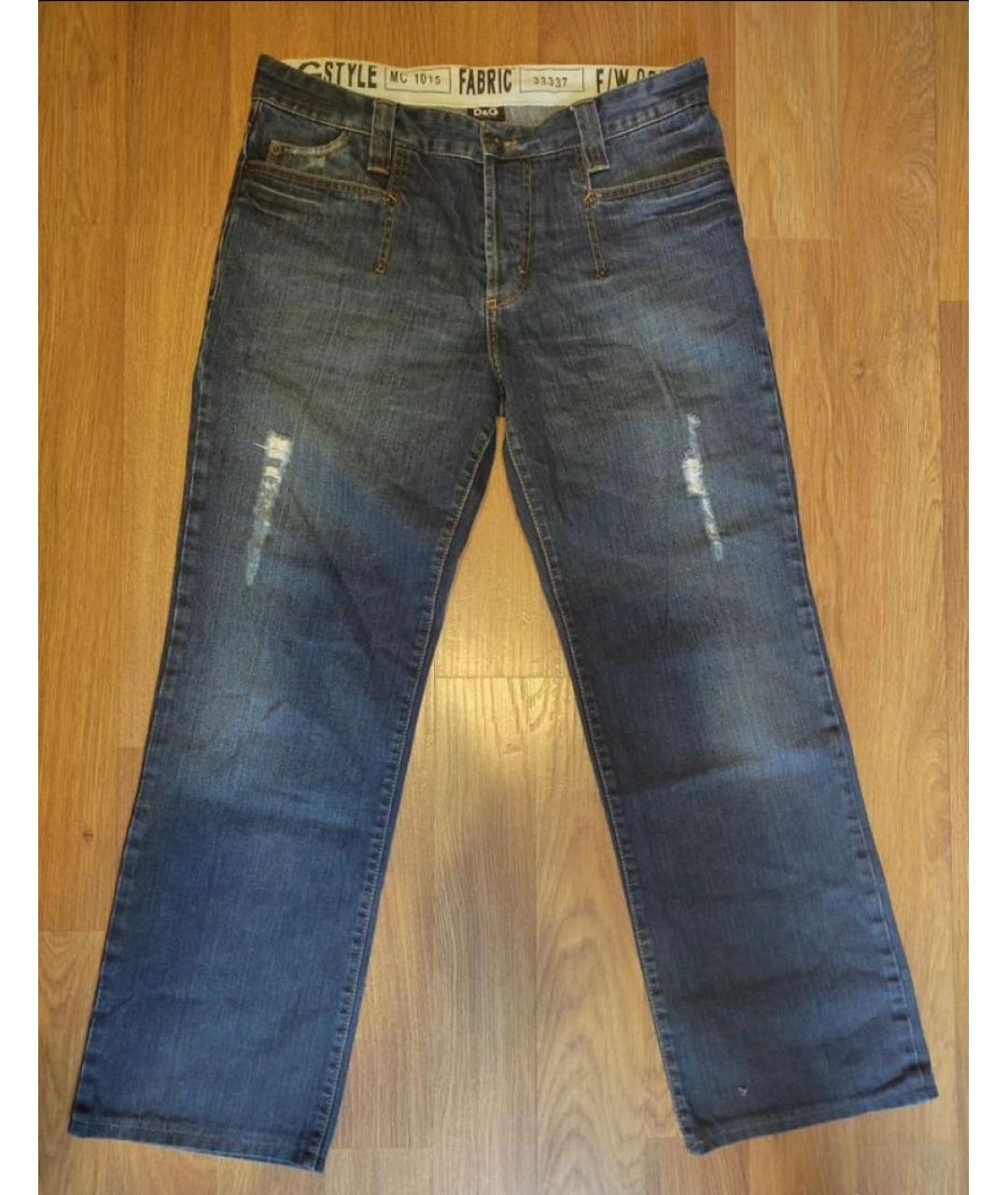 DOLCE&GABBANA Синие хлопковые прямые джинсы, фото 9