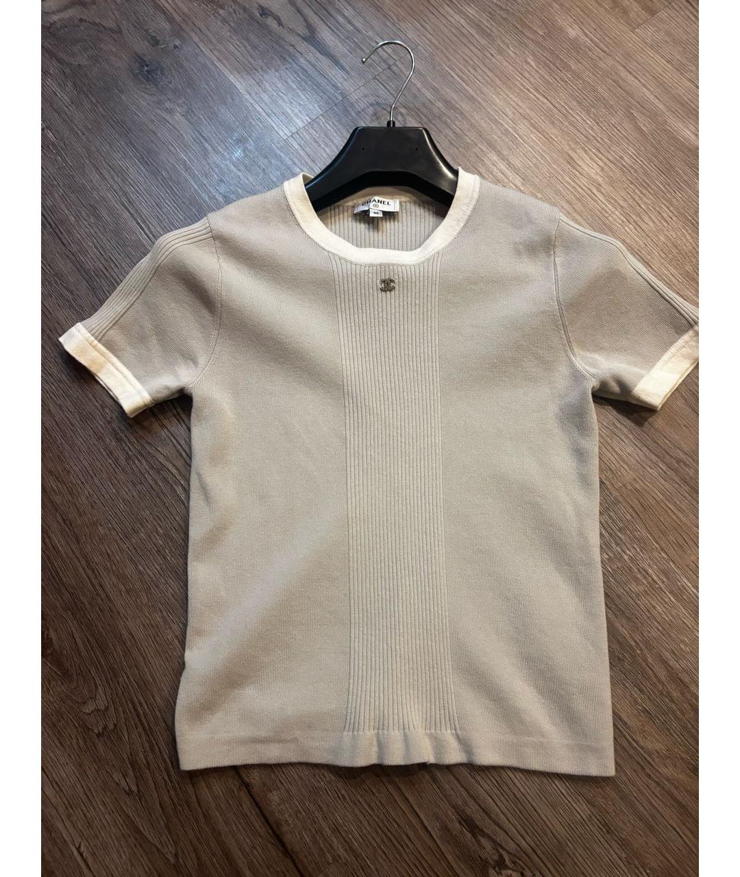CHANEL Серая хлопко-эластановая футболка, фото 5