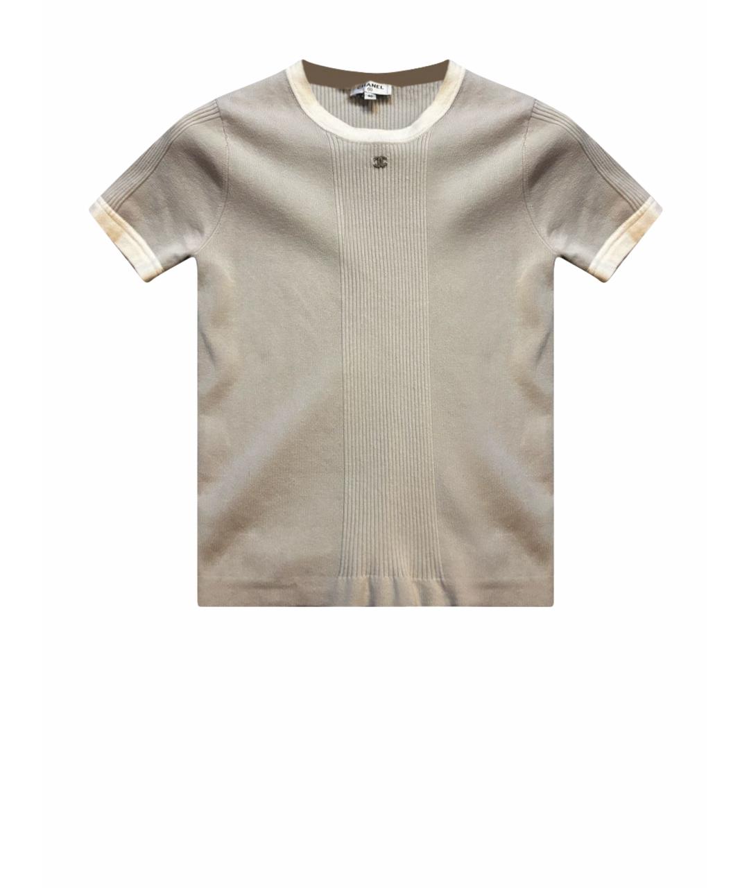 CHANEL Серая хлопко-эластановая футболка, фото 1