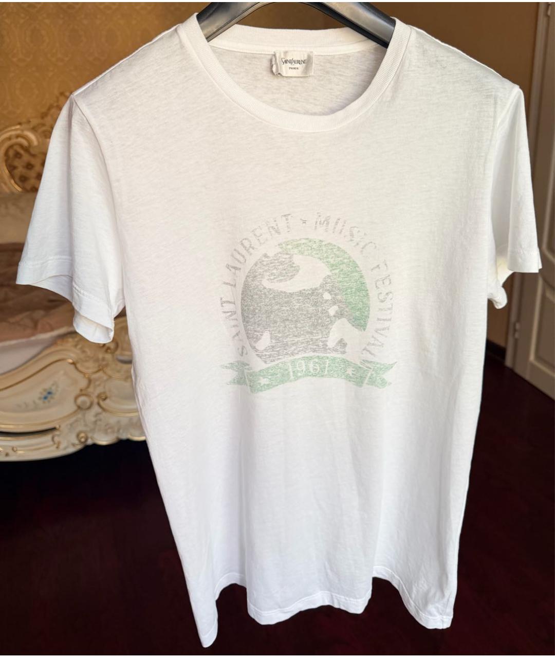 SAINT LAURENT Белая хлопковая футболка, фото 7