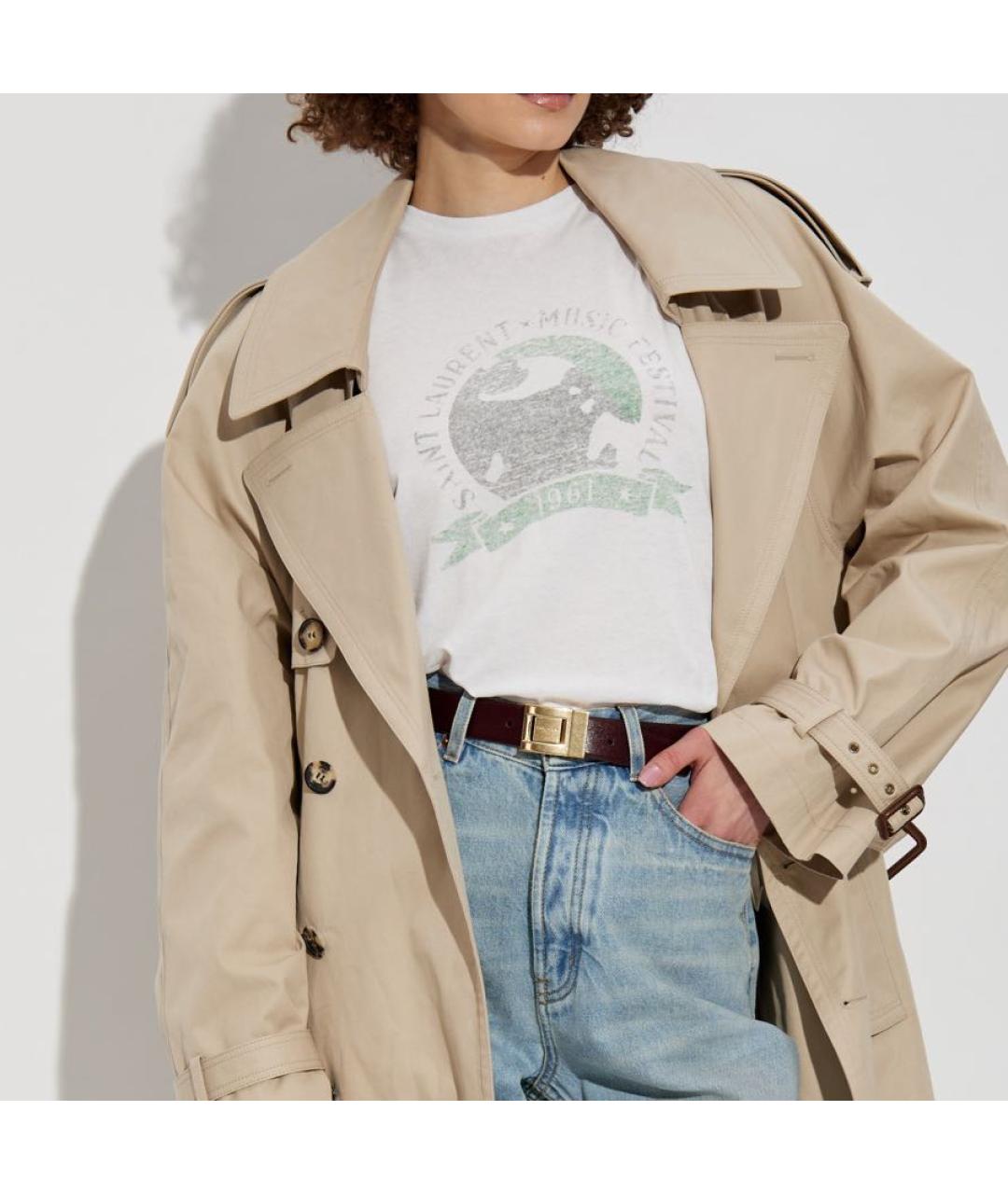 SAINT LAURENT Белая хлопковая футболка, фото 6