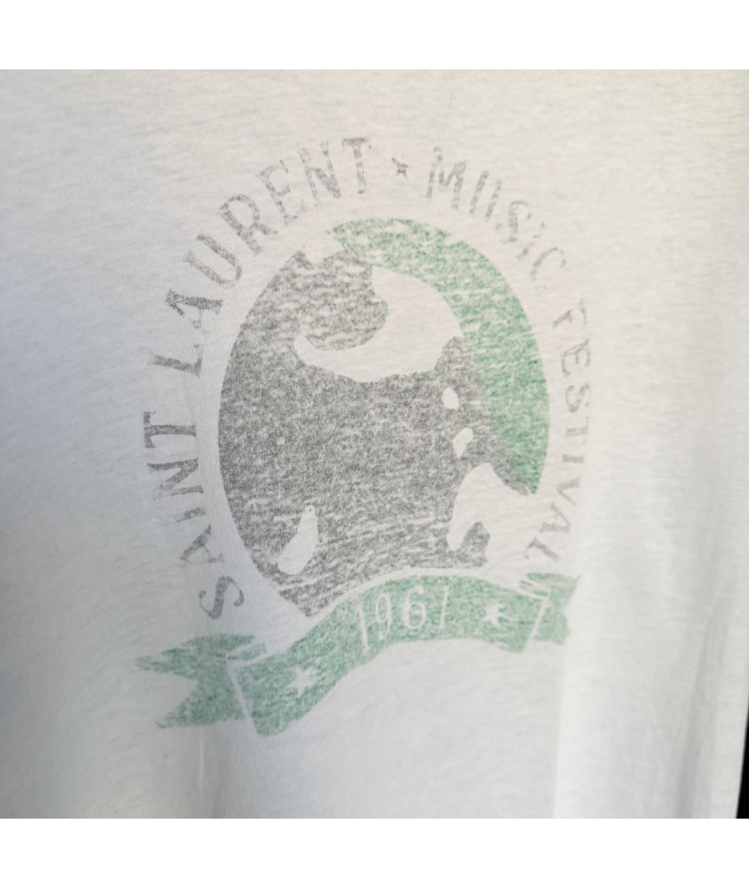 SAINT LAURENT Белая хлопковая футболка, фото 2