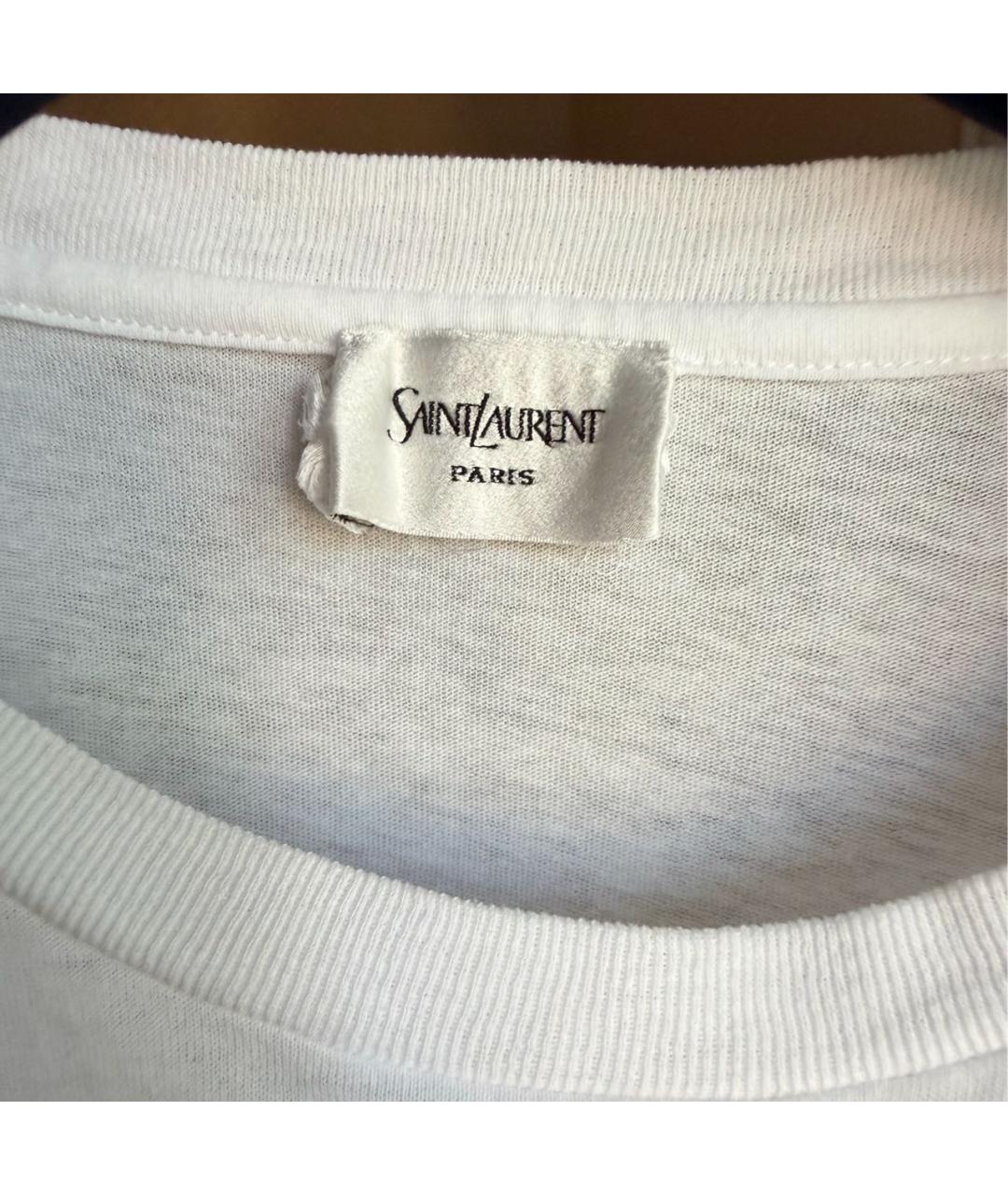 SAINT LAURENT Белая хлопковая футболка, фото 3