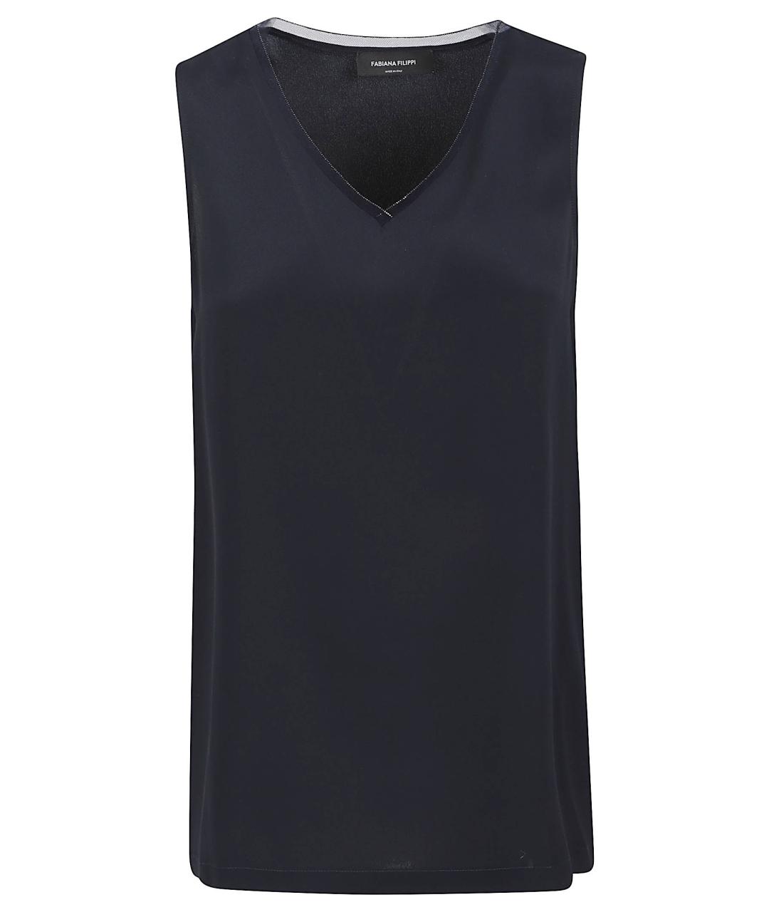 FABIANA FILIPPI Темно-синяя ацетатная майка, фото 1