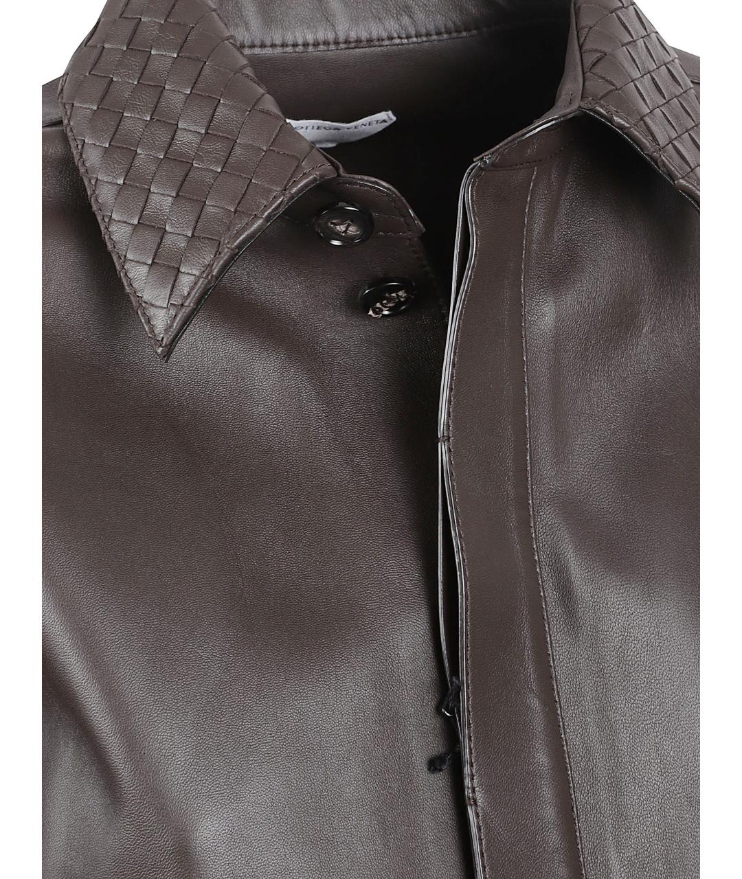 BOTTEGA VENETA Коричневая кожаная рубашка, фото 2