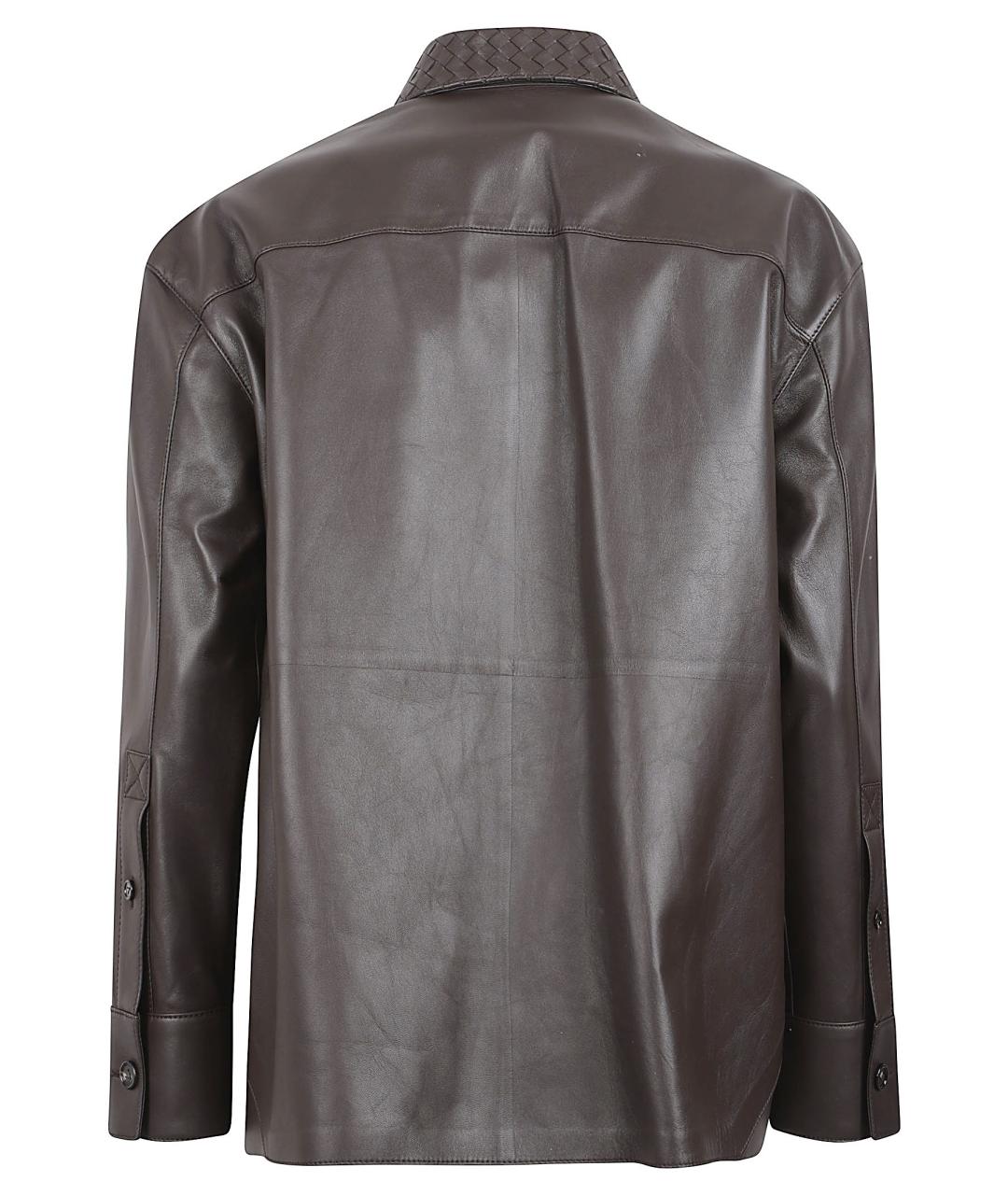 BOTTEGA VENETA Коричневая кожаная рубашка, фото 3