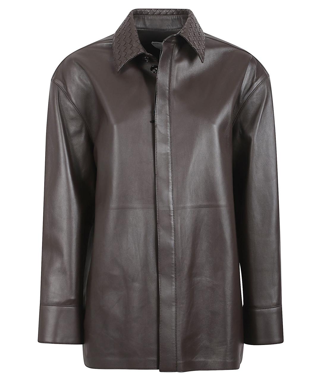 BOTTEGA VENETA Коричневая кожаная рубашка, фото 1