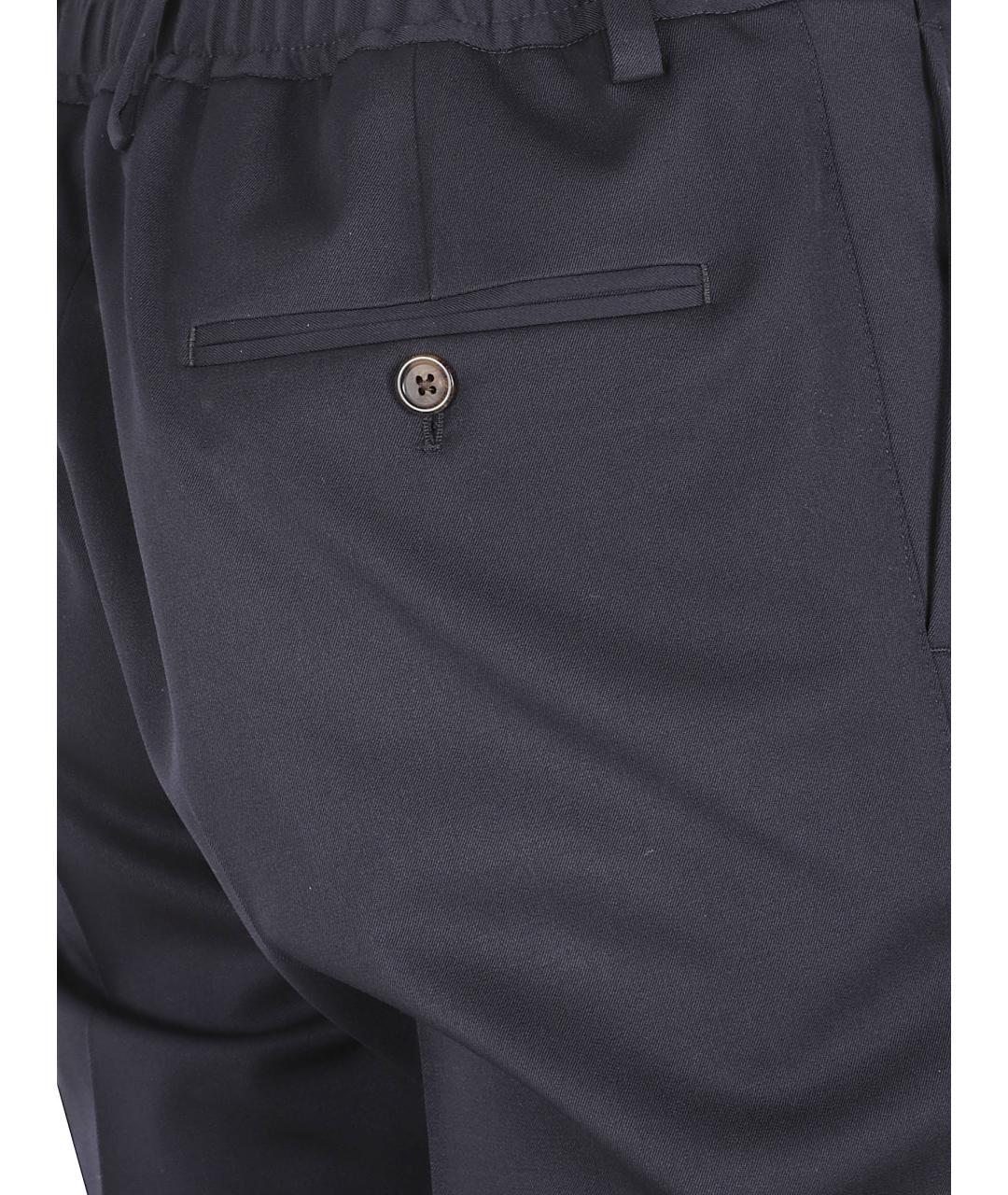 DOLCE&GABBANA Темно-синие шерстяные повседневные брюки, фото 2