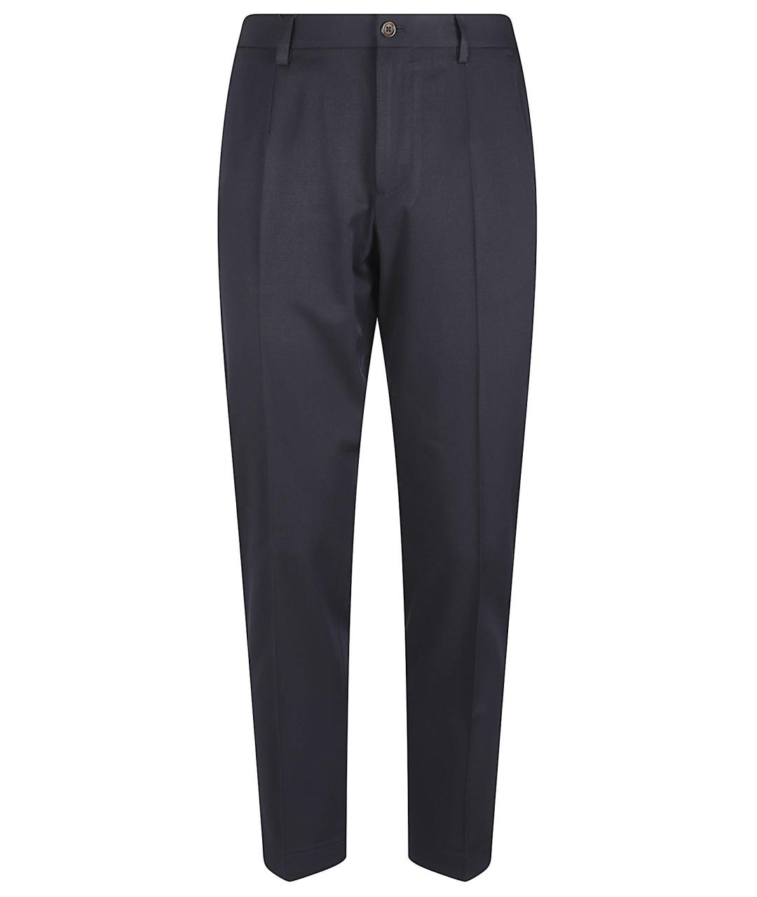 DOLCE&GABBANA Темно-синие шерстяные повседневные брюки, фото 1
