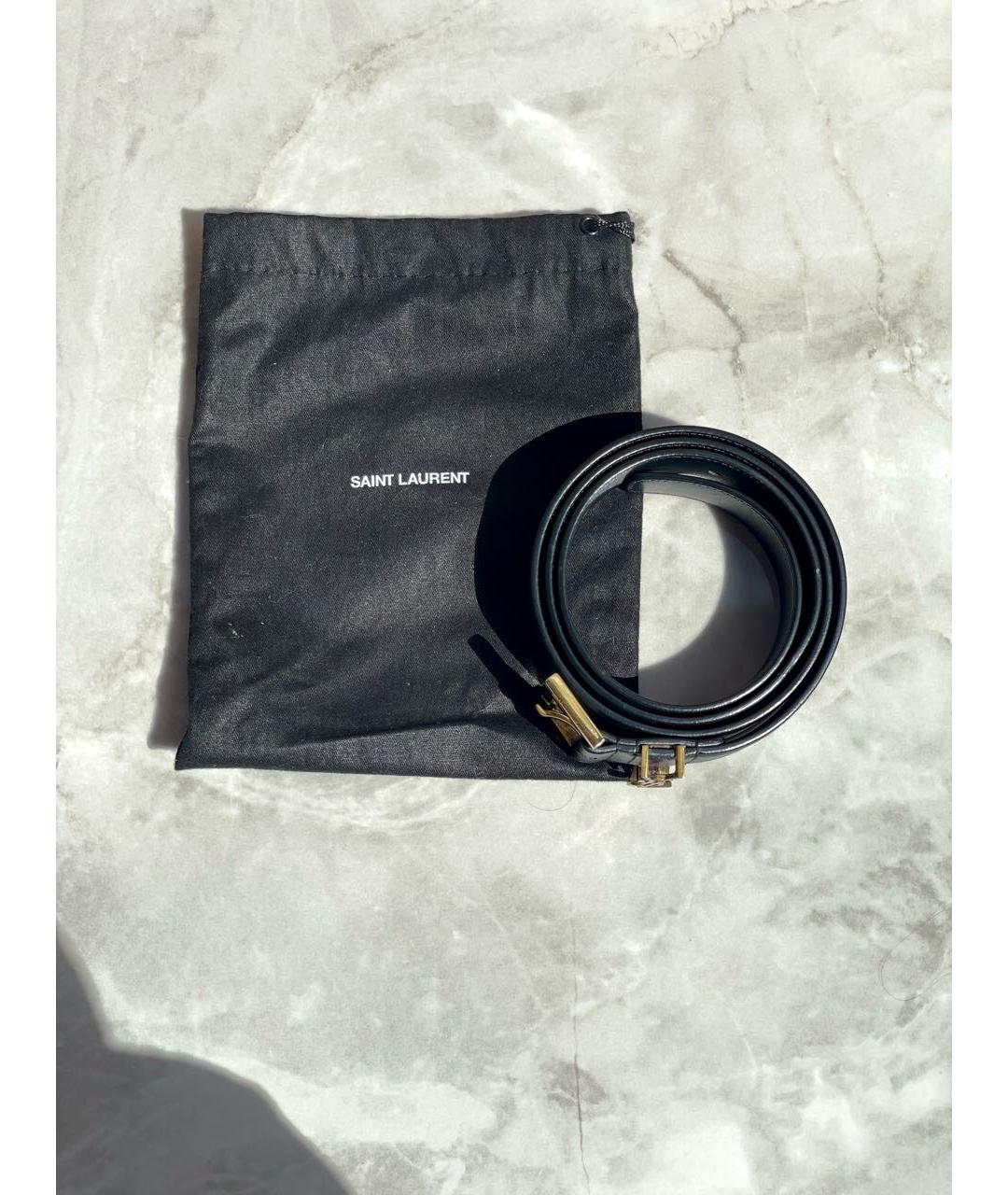 SAINT LAURENT Черный кожаный ремень, фото 3