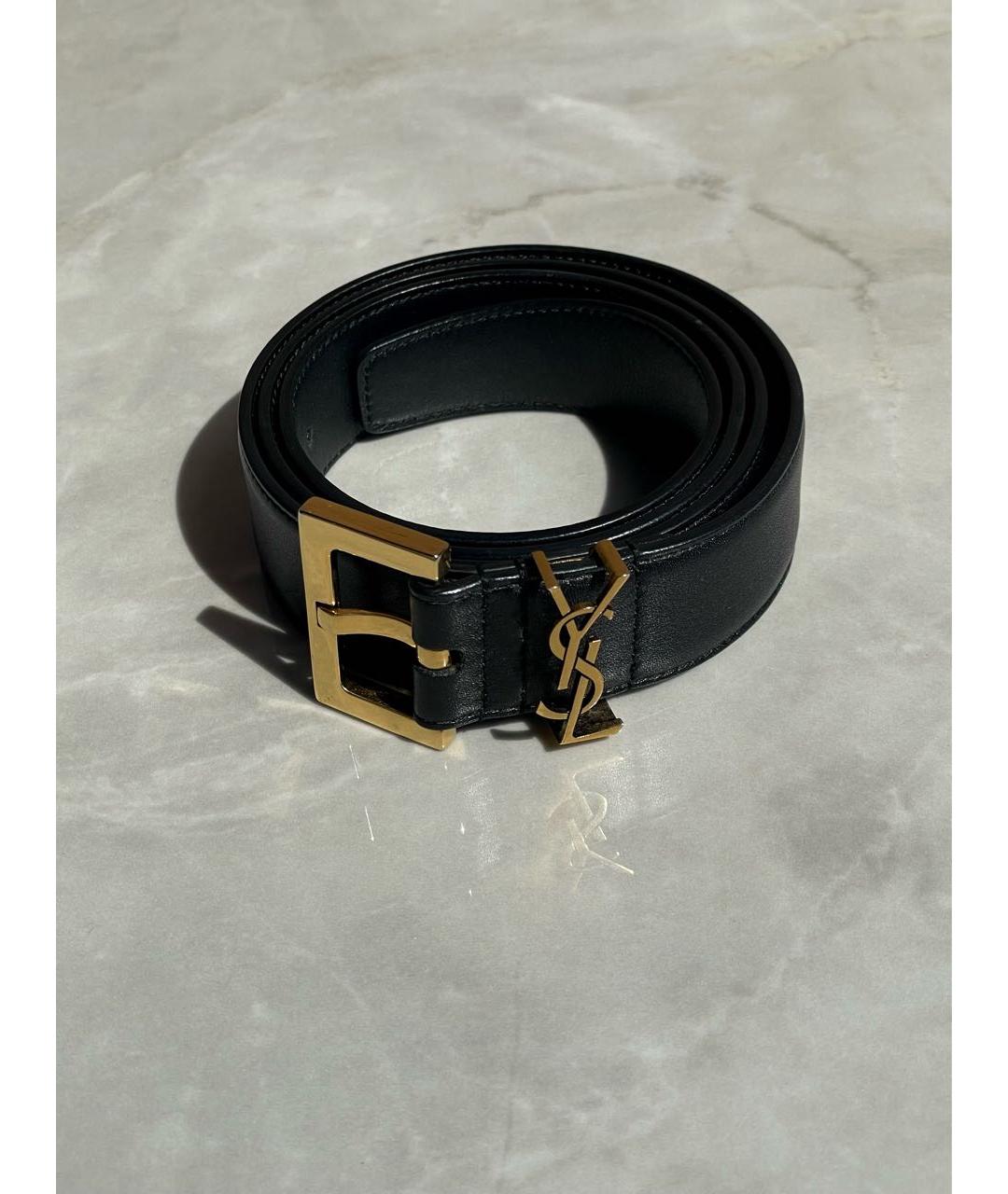 SAINT LAURENT Черный кожаный ремень, фото 6