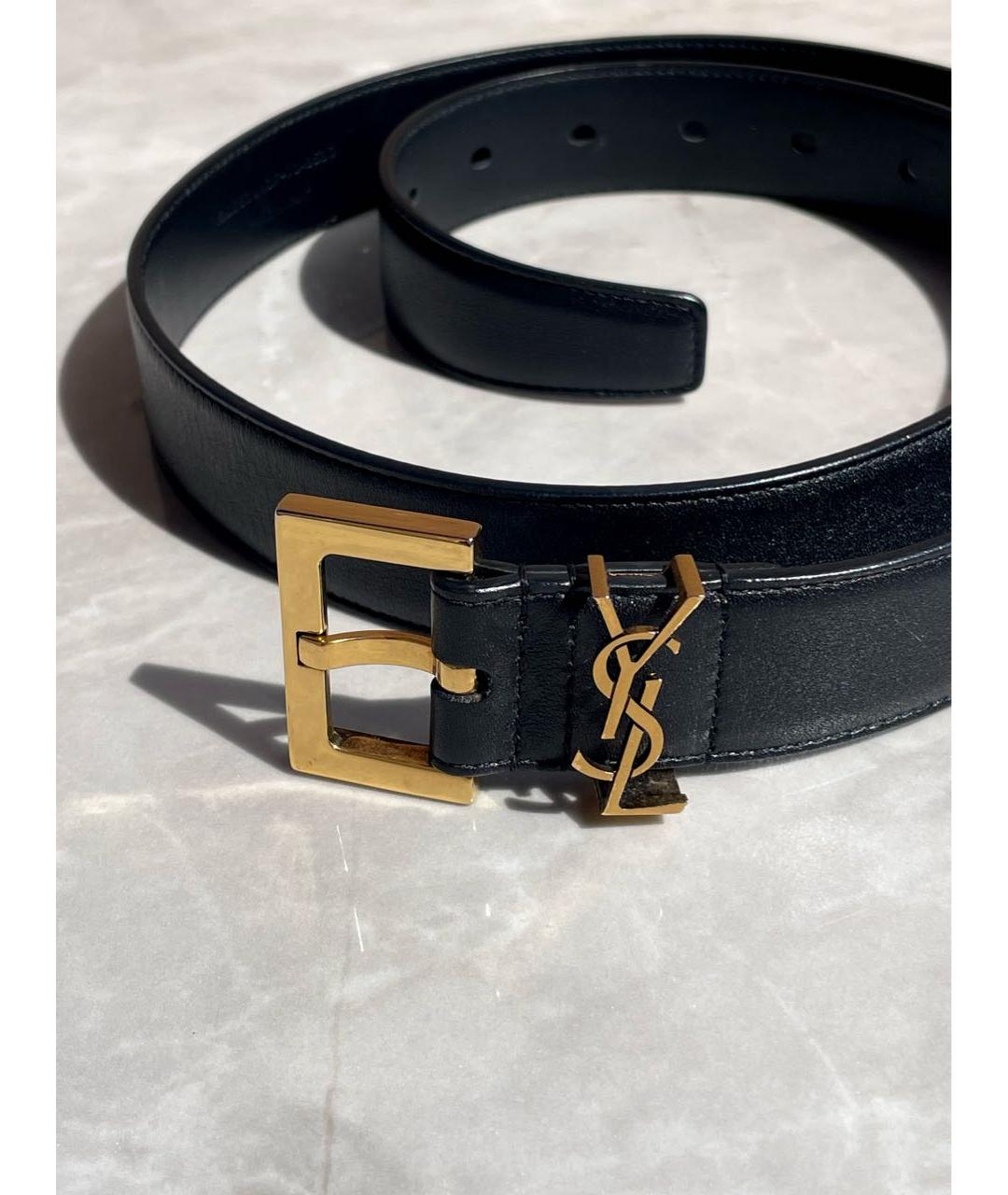 SAINT LAURENT Черный кожаный ремень, фото 4
