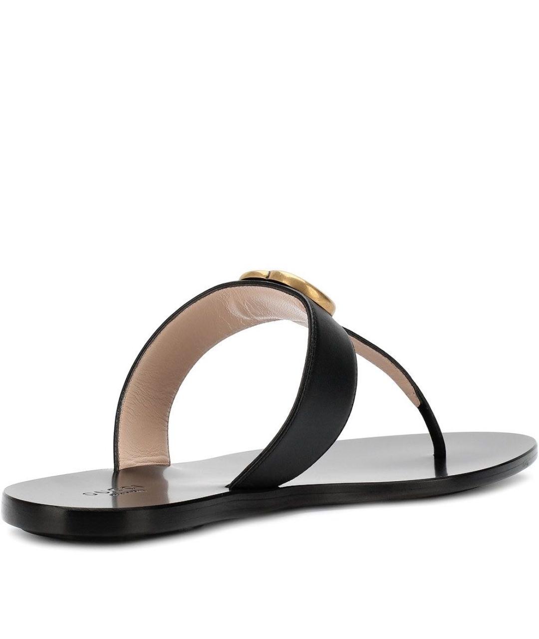 GUCCI Черные кожаные шлепанцы, фото 3