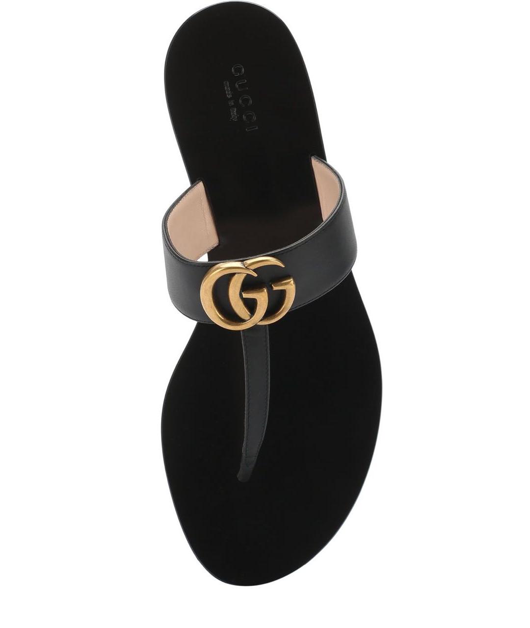 GUCCI Черные кожаные шлепанцы, фото 4