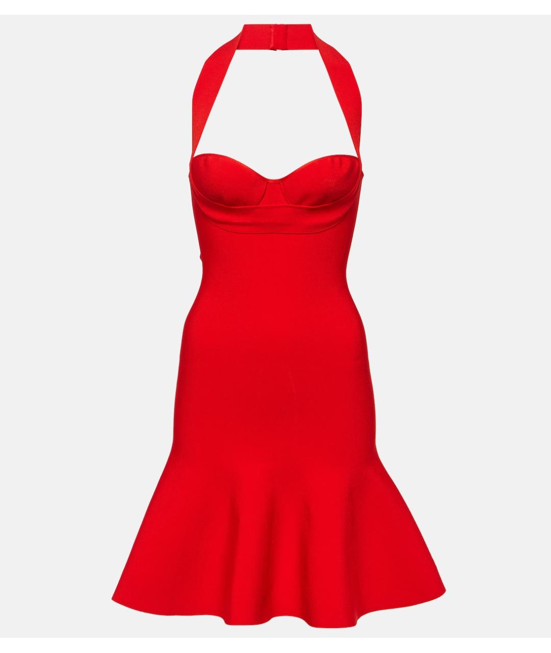 ALAIA Красное вискозное коктейльное платье, фото 9