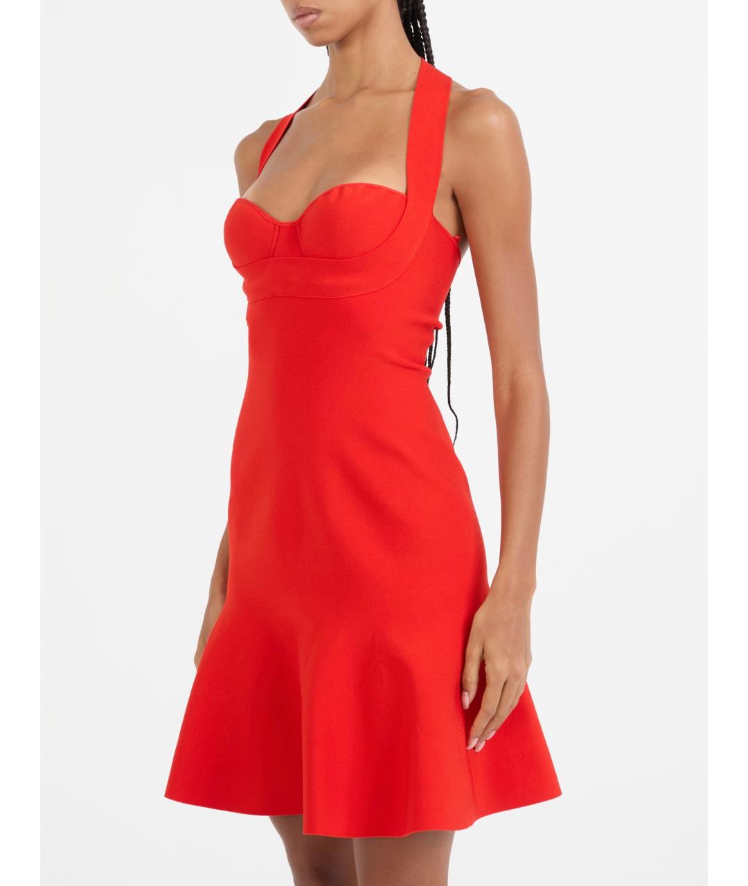ALAIA Красное вискозное коктейльное платье, фото 8