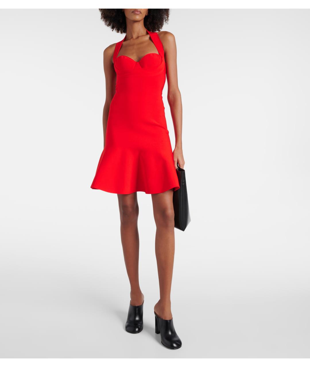 ALAIA Красное вискозное коктейльное платье, фото 3