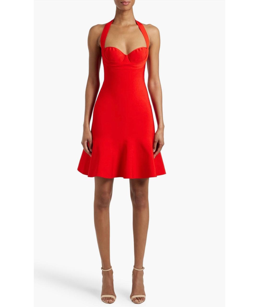 ALAIA Красное вискозное коктейльное платье, фото 2