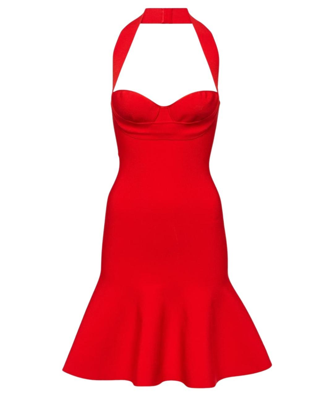 ALAIA Красное вискозное коктейльное платье, фото 1