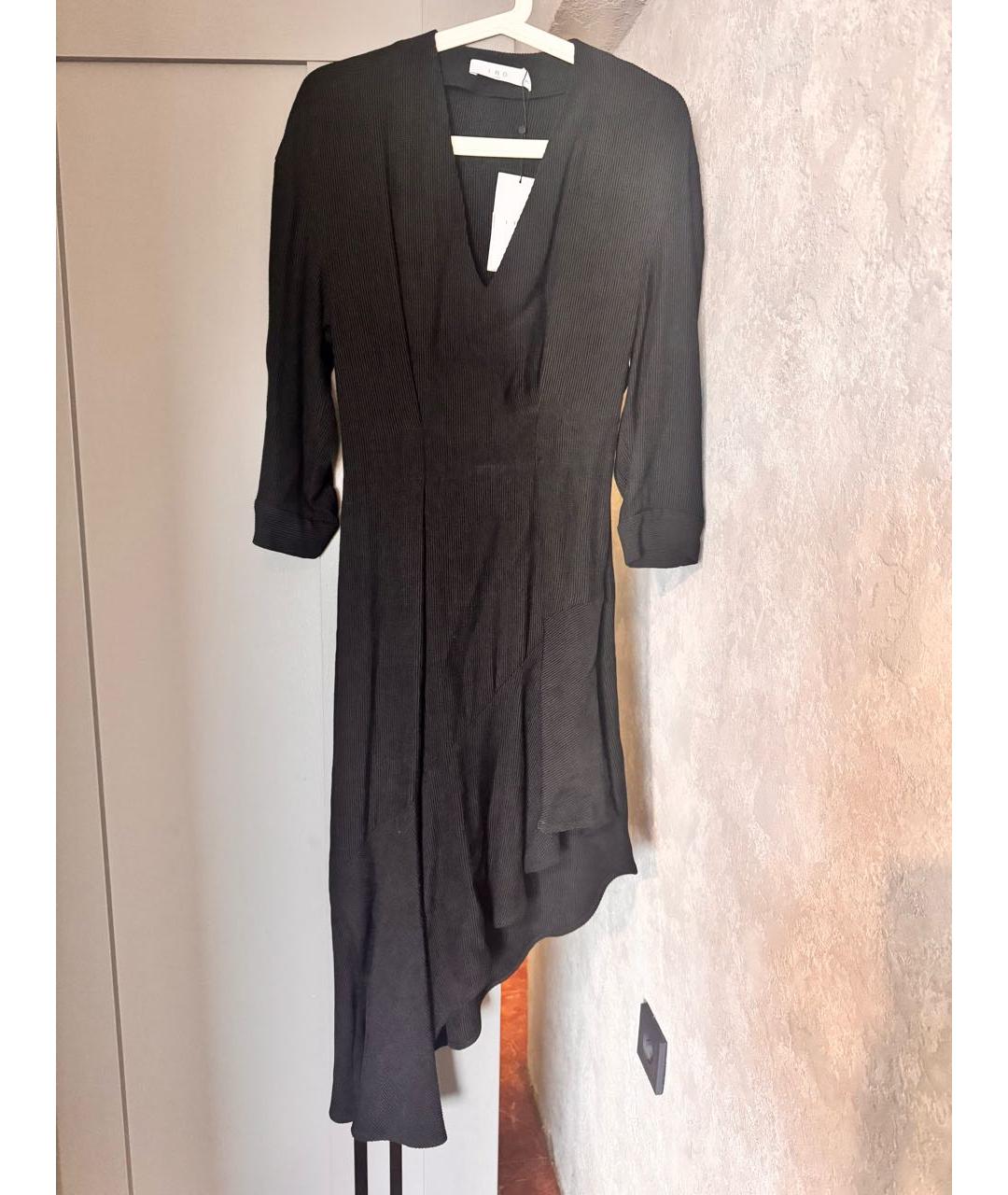 IRO Черное вискозное повседневное платье, фото 5