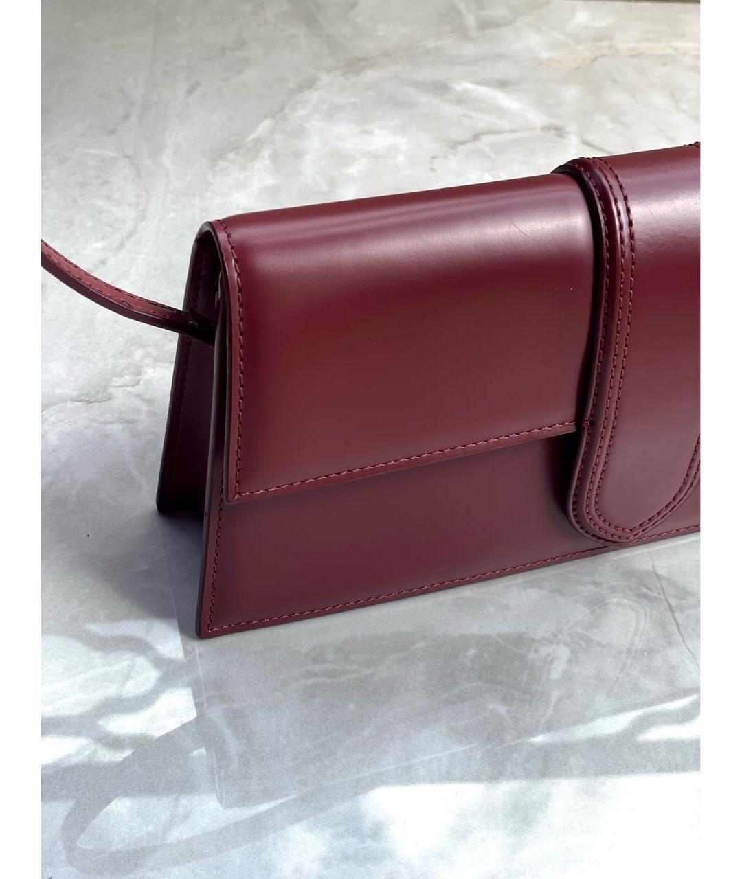 JACQUEMUS Бордовая кожаная сумка через плечо, фото 4