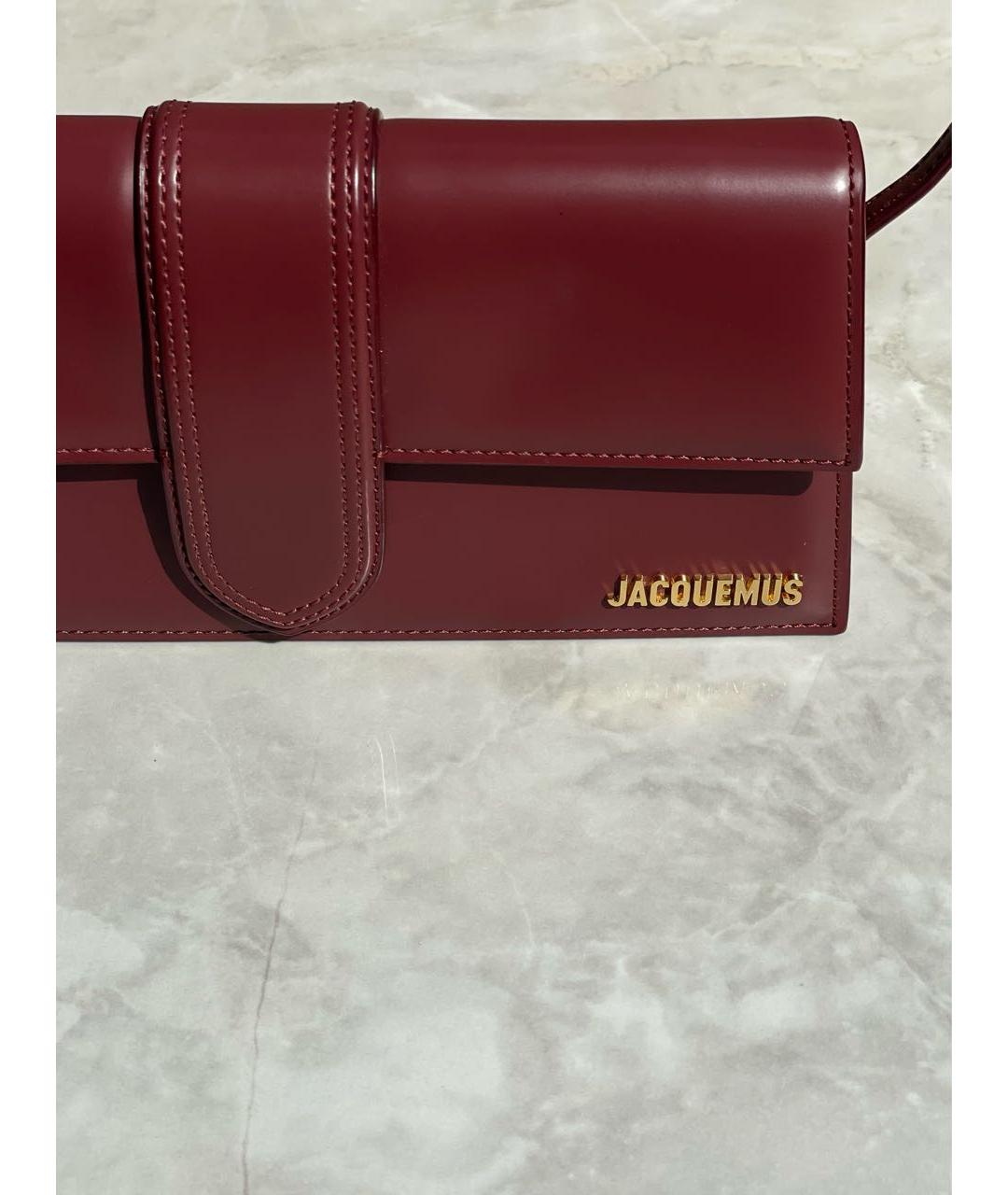 JACQUEMUS Бордовая кожаная сумка через плечо, фото 2