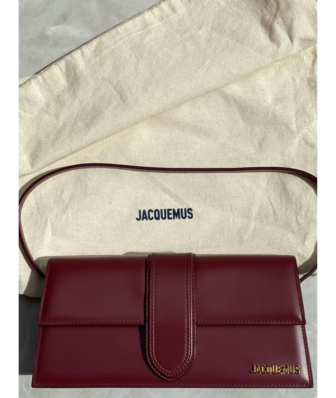 JACQUEMUS Бордовая кожаная сумка через плечо, фото 8