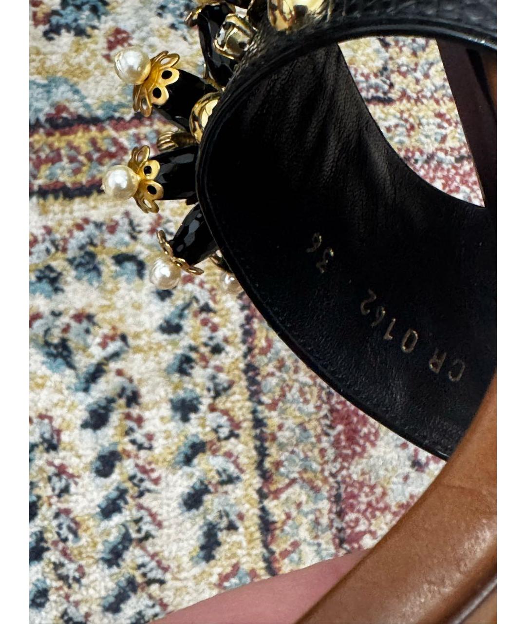 DOLCE&GABBANA Черные кожаные босоножки, фото 2