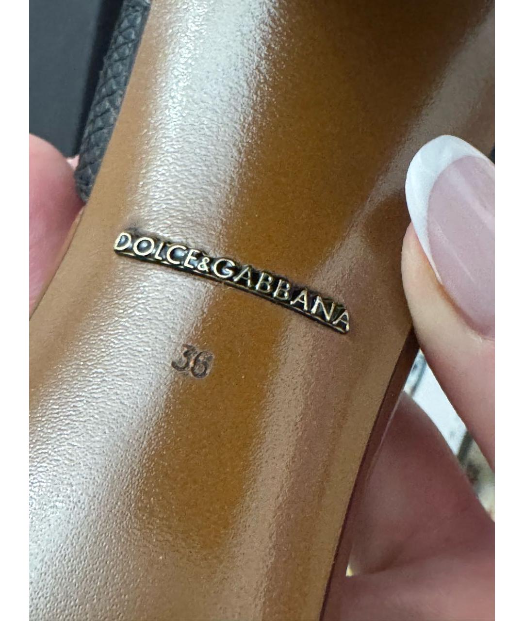 DOLCE&GABBANA Черные кожаные босоножки, фото 3