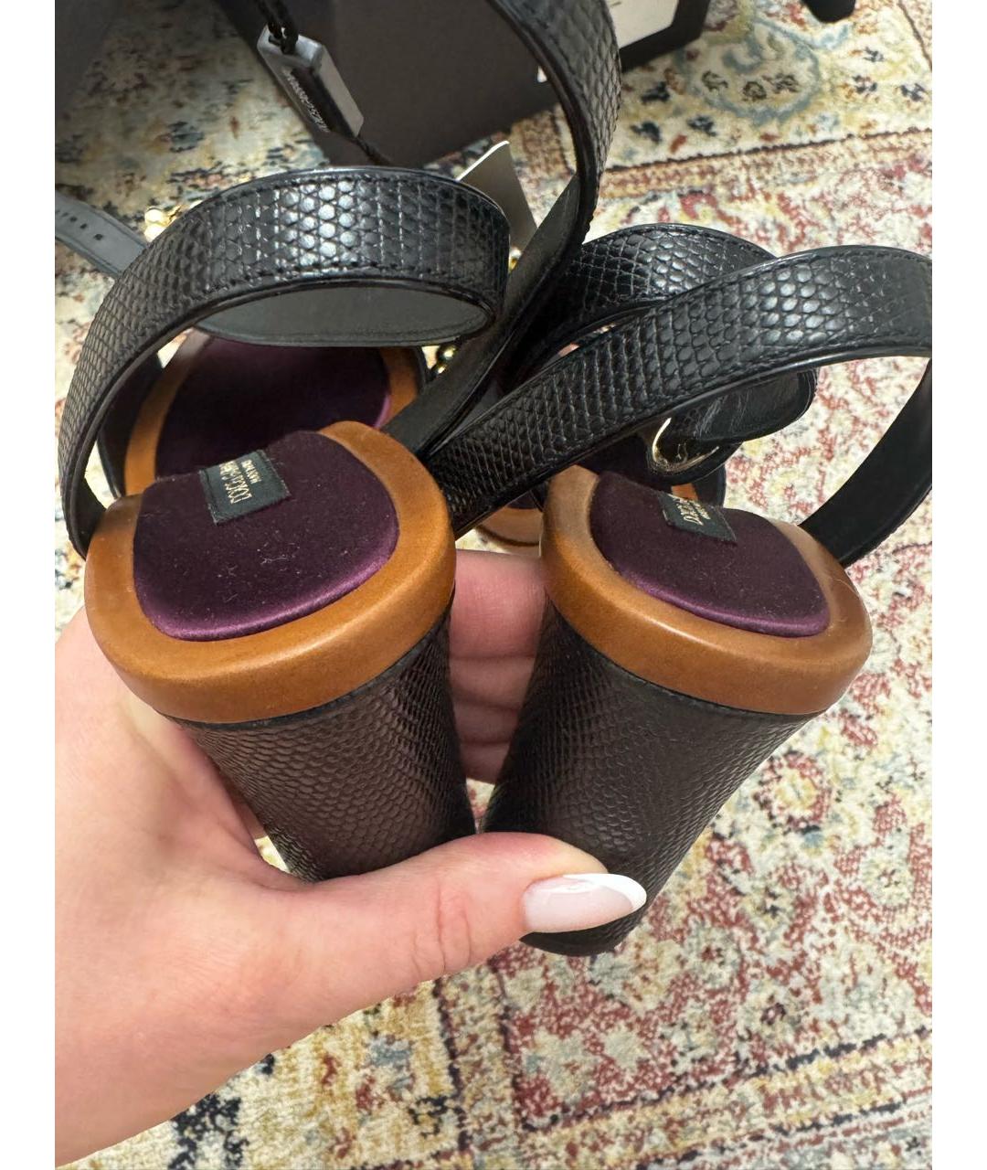 DOLCE&GABBANA Черные кожаные босоножки, фото 5