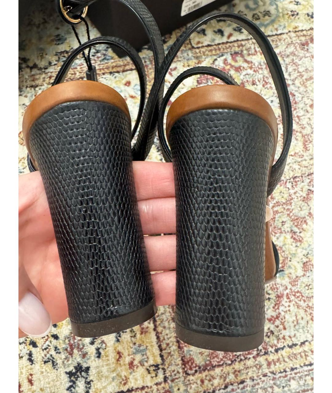 DOLCE&GABBANA Черные кожаные босоножки, фото 6