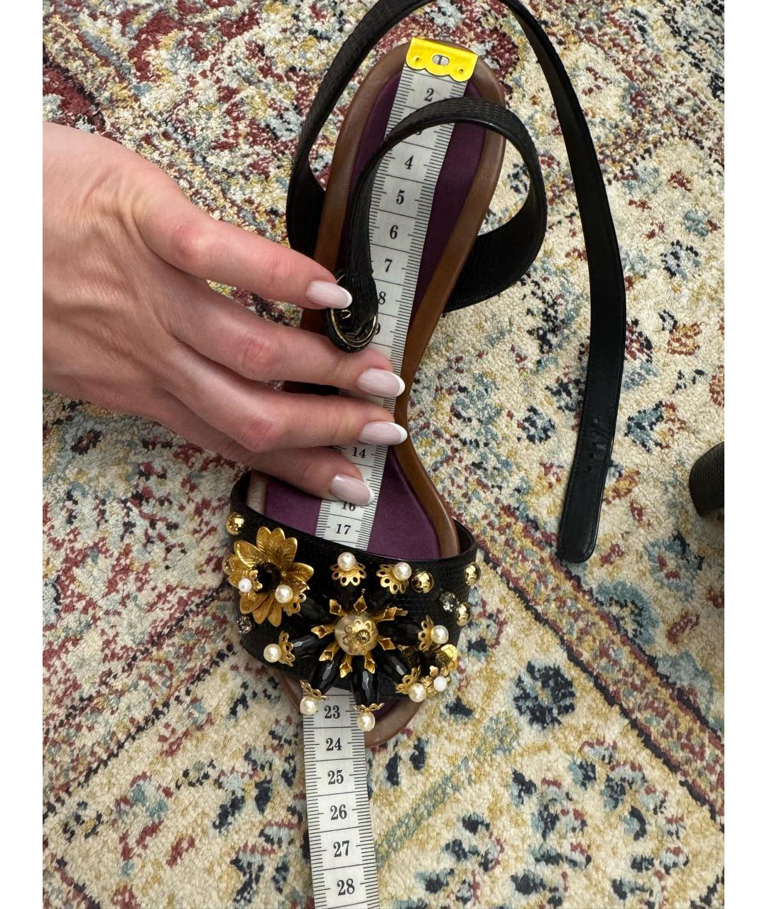 DOLCE&GABBANA Черные кожаные босоножки, фото 8