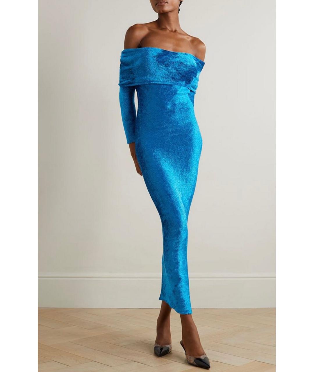 ALAIA Голубое вискозное коктейльное платье, фото 3